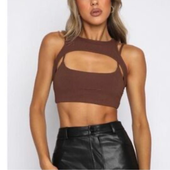 White Fox Boutique Tops - White Fox Boutique Brown Cut-Out Top Size Small